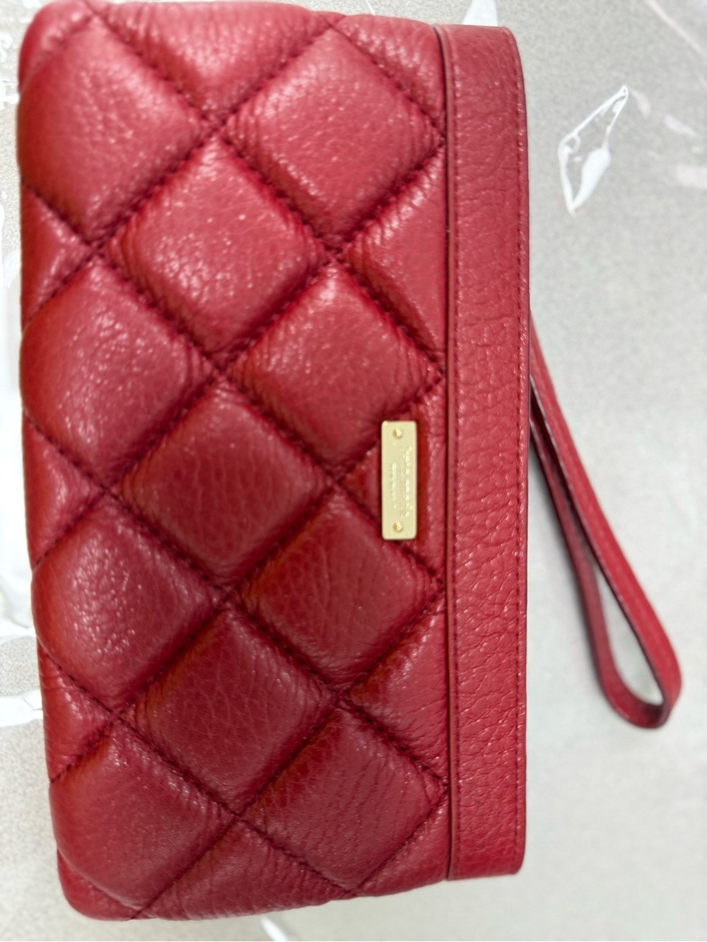 kate spade Quilted Red Leather Wristlet